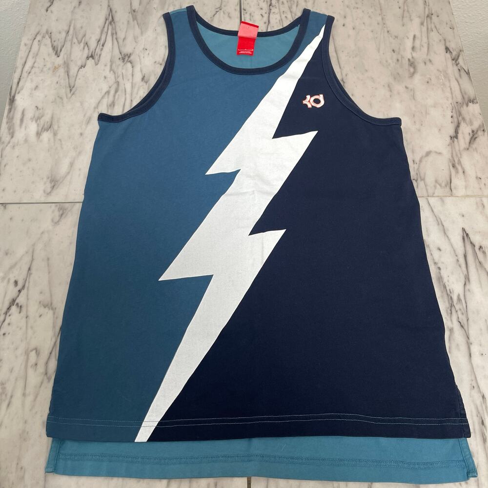Nike Kevin Durant KD Tank Top L Blue Lightning Graphic Basketball Streetwear